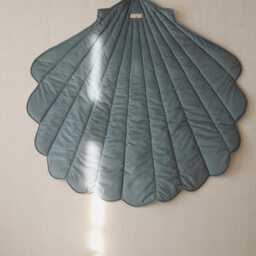 Shell Baby Play Mat Dark Blue, Velvet Nursery Rug, Mermaid Room Decor, Ocean Theme Floor Cushion, Soft Photo Prop, Shower Gift - thumbnail 4