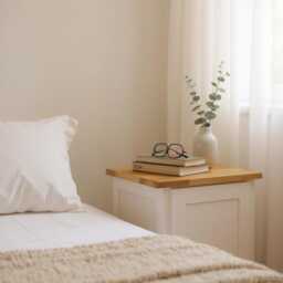 Painted Bedside Table With Oak Top 1-Door Nightstand, Assembled - thumbnail 3