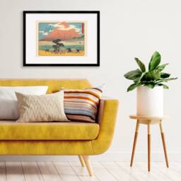 Japanese Art Mount Fuji Framed Mounted Ukiyo-E Wall Decor Print Poster Woodblock Hiroshige Fujisan Mountain Hara Station 14 Landscape Pastel - thumbnail 1