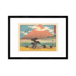 Japanese Art Mount Fuji Framed Mounted Ukiyo-E Wall Decor Print Poster Woodblock Hiroshige Fujisan Mountain Hara Station 14 Landscape Pastel - thumbnail 3