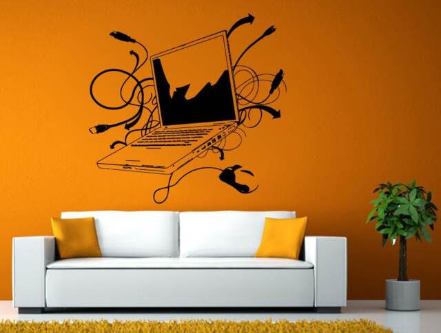 Computer Laptop Pc Gamer Video Games Player Wall Window Vehicle Sticker Decal Vinyl Mural Decor Art L2087 - image 1