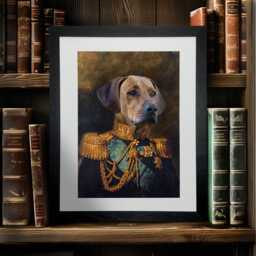 Custom Colonel Pet Portrait, Renaissance Dog Or Cat Old Fashioned Painting, Fathers Day Gift, Best Daddy, Skuregco - thumbnail 1