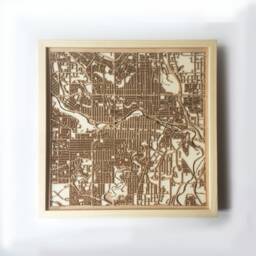 Calgary Wooden Map Art - Laser Cut City Streets, Framed Wood Wall Decor - thumbnail 1
