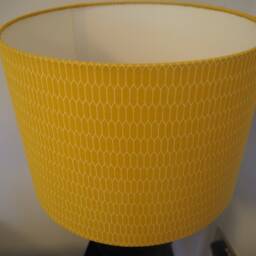 Yellow Geometric Lampshade Yellow Honeycomb Pattern Handmade Cotton Drum Lamp Shade Ceiling Pendant Or Table Floor Various Sizes - thumbnail 3