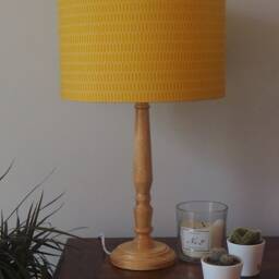 Yellow Geometric Lampshade Yellow Honeycomb Pattern Handmade Cotton Drum Lamp Shade Ceiling Pendant Or Table Floor Various Sizes - thumbnail 2