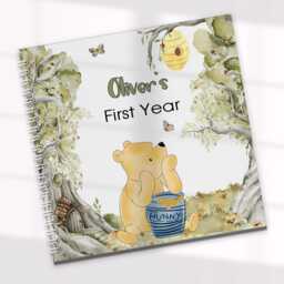 Personalised Pooh Bear Baby Milestone Blanket Flannel Nursery Decor - thumbnail 2