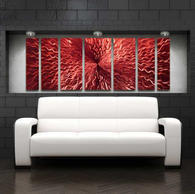 "Large Red Metal Wall Art ""Cosmic Energy" - image 1