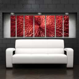 "Large Red Metal Wall Art ""Cosmic Energy"