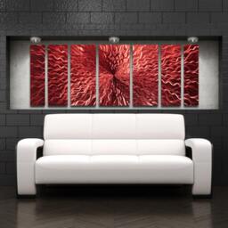 "Large Red Metal Wall Art ""Cosmic Energy" - thumbnail 2