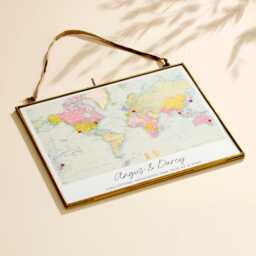 Personalised Where We've Been World Map Stitch Print - Wedding Anniversary Gift Hand Stitched Art - thumbnail 1
