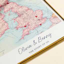 Personalised Where We've Been World Map Stitch Print - Wedding Anniversary Gift Hand Stitched Art - thumbnail 2