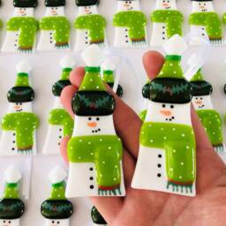 Fused Glass Snowman Decoration - Christmas Decoration, Snowman Home Decor, Christmas - thumbnail 2