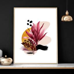 Home Decor Wall Hanging Set X 3 Framed Art Prints For Living Room, Gold Luxury Botanical Decor Eclectic - thumbnail 2