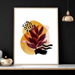 Home Decor Wall Hanging Set X 3 Framed Art Prints For Living Room, Gold Luxury Botanical Decor Eclectic - thumbnail 3