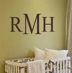 Monogram Wall Decal - Traditional Style Initials #2-Vinyl Decal For Nursery Kids Room Master Bedroom - Applique - Custom Lettering - thumbnail 1