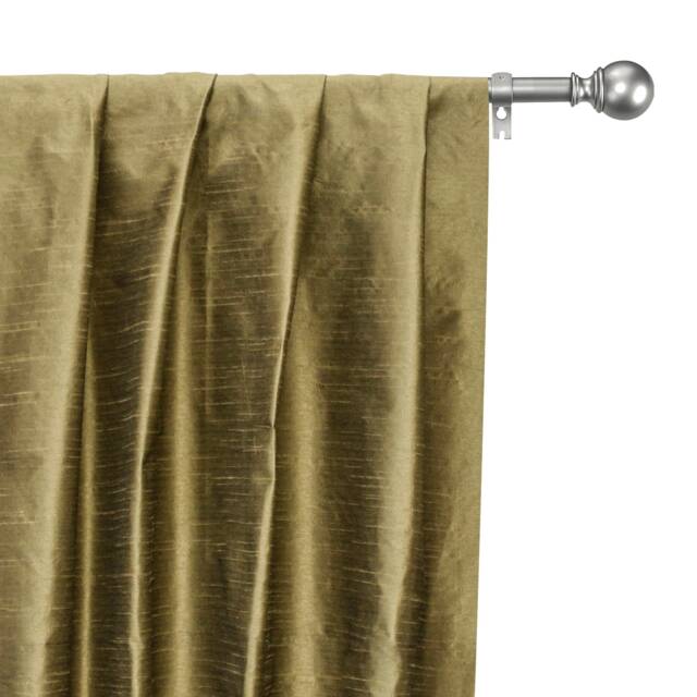 Dull Olive Green Art Silk Curtain Panels, Faux Curtains - Rod Pocket, Grommet, Box Pleat, Three Pinch Tab Top & Plain Ring Top - image 1