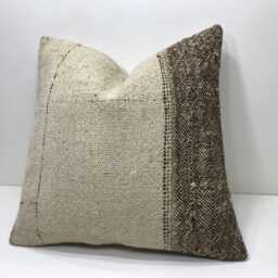 Vintage Kilim Pillow Cover, Bohemian Turkish Handwoven Throw, 16x16 - thumbnail 2