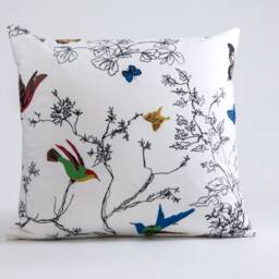 Schumacher Birds & Butterflies Pillow Cover, Designer Cotton - thumbnail 1