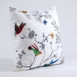 Schumacher Birds & Butterflies Pillow Cover, Designer Cotton - thumbnail 2