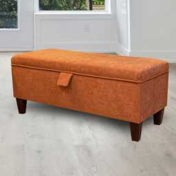 Burnt Orange Storage Bench - Easy Clean Furniture Handmade in Britain - thumbnail 1