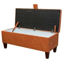 Burnt Orange Storage Bench - Easy Clean Furniture Handmade in Britain - thumbnail 2