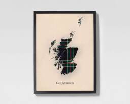 Clan Colquhoun Scottish Tartan Map - Of Scotland Family Wall Decor, Ready To Hang - thumbnail 1