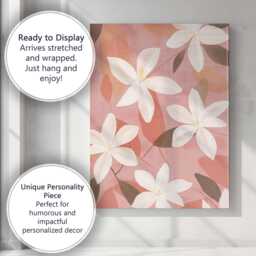 Blush Pink Magnolia Floral Pattern White Blossom Botanical Art Canvas Wall Print Decor Picture Ready To Hang - thumbnail 3