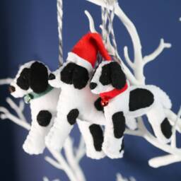 Black & White Springer Spaniel Decoration. Hanging Wool Felt Dog Decoration For Christmas Tree. Handmade Decoration, Xmas Tree Ornament - thumbnail 4
