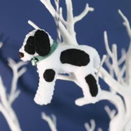 Black & White Springer Spaniel Decoration. Hanging Wool Felt Dog Decoration For Christmas Tree. Handmade Decoration, Xmas Tree Ornament