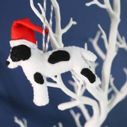 Black & White Springer Spaniel Decoration. Hanging Wool Felt Dog Decoration For Christmas Tree. Handmade Decoration, Xmas Tree Ornament - thumbnail 3