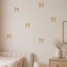 Wooden Bows - Boho Nursery Bow Decor Whimsical Bedroom Scandi Theme Wall Decal Girls Stickers - thumbnail 2