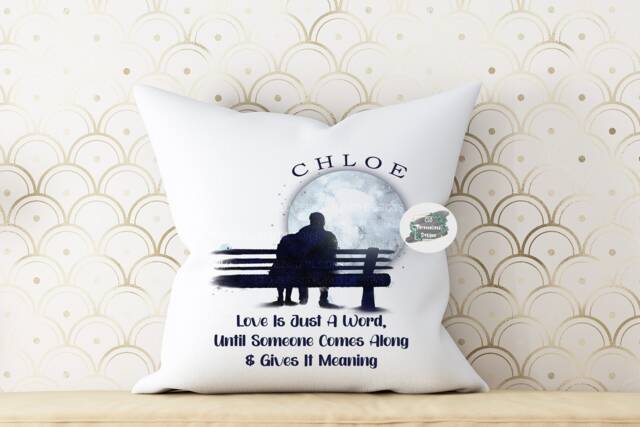 Personalised Couples Bench Cushion, Anniversary Keepsake Pillow - image 1