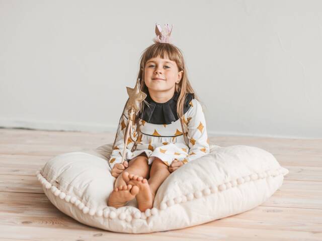 Round Pouf Floor Cushion, Kids Pillow, Toddler Large Cozy Reading Nook, Playhouse Decor, New Parent Gift - image 1