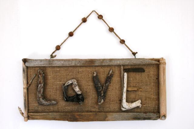 Driftwood Love & Burlap Hanging Sign, Wall Art, Wall Decor - image 1