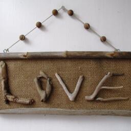 Driftwood Love & Burlap Hanging Sign, Wall Art, Wall Decor - thumbnail 2