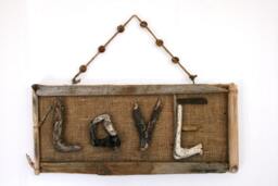 Driftwood Love & Burlap Hanging Sign, Wall Art, Wall Decor - thumbnail 1
