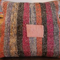 50cm Vintage Kilim Cushion Cover Handwoven - Goat Hair/Wool/Linen Village Weave - thumbnail 2