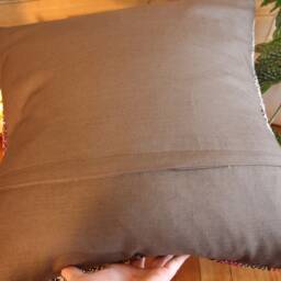 50cm Vintage Kilim Cushion Cover Handwoven - Goat Hair/Wool/Linen Village Weave - thumbnail 4