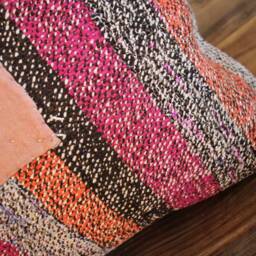 50cm Vintage Kilim Cushion Cover Handwoven - Goat Hair/Wool/Linen Village Weave - thumbnail 3