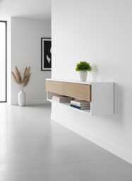 Floating Console Table, High End Lacquer Finish, Hardwood Drawer, Wall Mounted Entryway Cabinet, Sideboard
