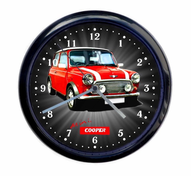 Mini Cooper Classic Car Large 10Inch Black Wall Clock
