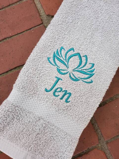 Personalized Lotus Embroidered Sweat Towel Gym & Sports Gift - image 1
