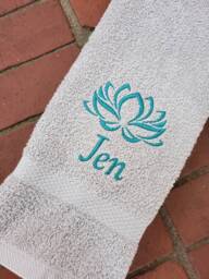 Personalized Lotus Embroidered Sweat Towel Gym & Sports Gift - thumbnail 1