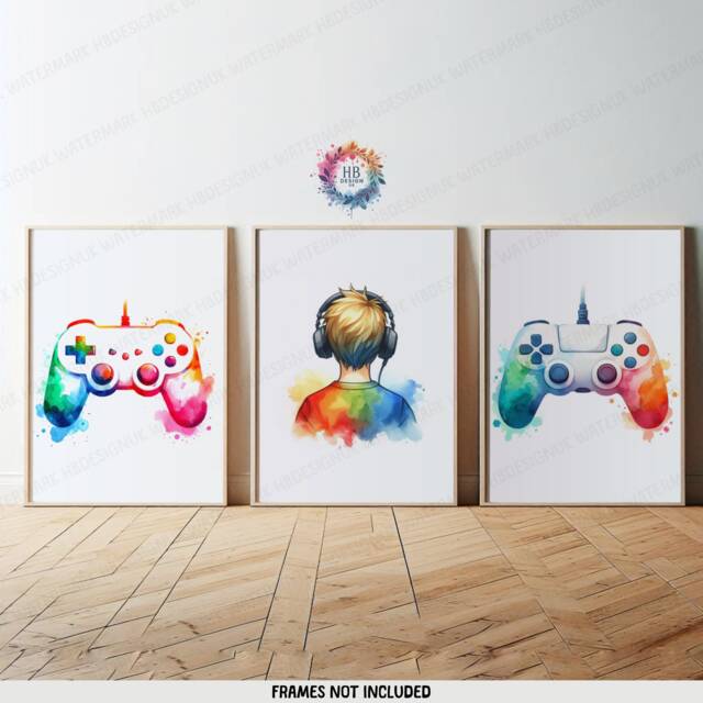 Gaming Poster Set - 3 Gamer Wall Art Prints - Teen Room Boys Bedroom Decor Video Game Print Kids Artwork Gift For Boy Gifts - image 1