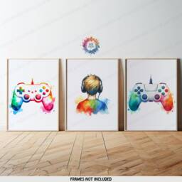 Gaming Poster Set - 3 Gamer Wall Art Prints - Teen Room Boys Bedroom Decor Video Game Print Kids Artwork Gift For Boy Gifts - thumbnail 1