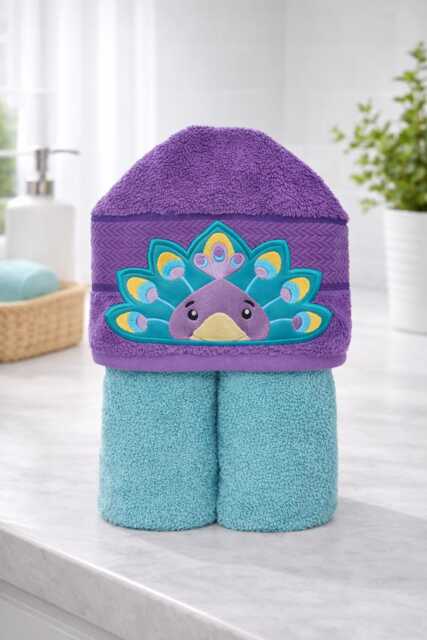 Peacock Hooded Bath Towel - Holiday Gift Bathroom Decor Pool Party Beach Towel - image 1