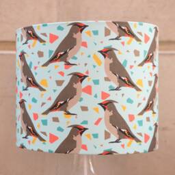 Waxwing Bird Print Lampshade - Handmade Modern Home Lighting - thumbnail 2