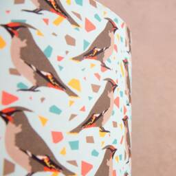 Waxwing Bird Print Lampshade - Handmade Modern Home Lighting - thumbnail 3