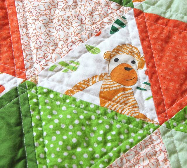 Triangle Baby Quilt, Gender Neutral Blanket 29x34, Patchwork Shower Gift - image 1