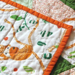 Triangle Baby Quilt, Gender Neutral Blanket 29x34, Patchwork Shower Gift - thumbnail 2